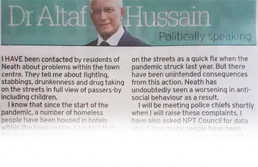 Altaf Hussain MS writes in South Wales Evening Post